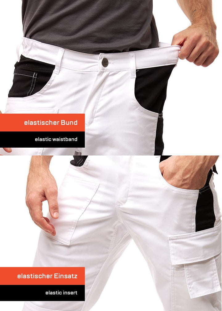 strongAnt Shorts Stretch Berlin Pro Herren Sommer Arbeitshose kurz Cargo Outdoor Grau-Shwarz-Weiss 4