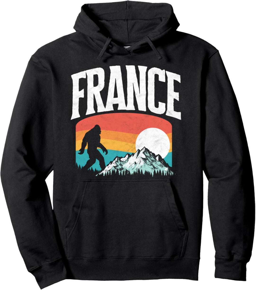 France Bigfoot Mountains 80's Vintage Nature Pullover Hoodie