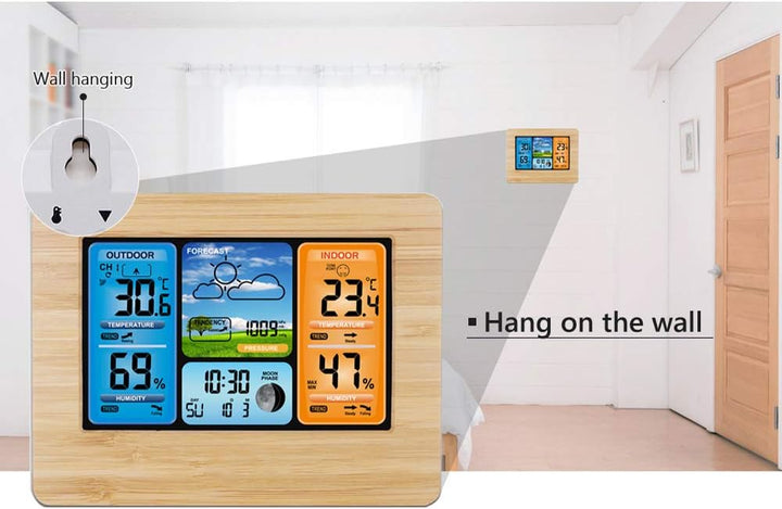 ONEVER Funkwetterstation Digital Color Forecast Wetterstation Mit Alarm und Temperatur/Feuchte/Barom