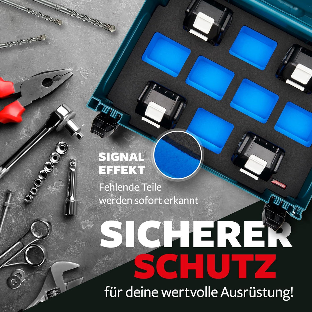 APTEX Schaumeinlage passend für Makita Akkus 18V (10x) für MakPac Gr. 2-3