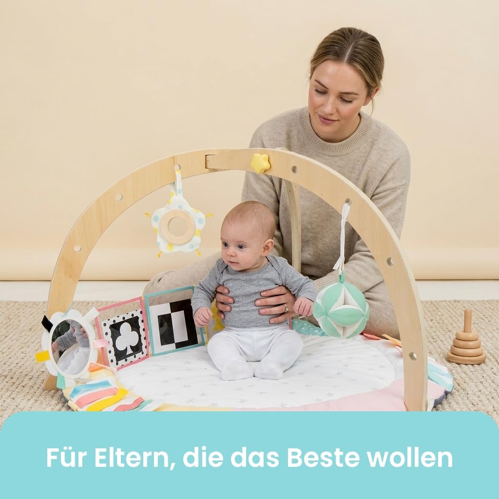 Oh My Baby Montessori Spielmatte Baby, Spielbogen Baby, Nachhaltiges FSC Holz, Fördert Sensorik &amp; Mo