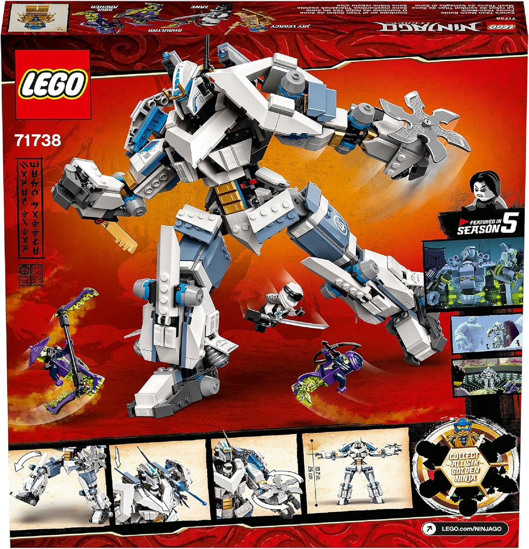 LEGO 71738 NINJAGO Legacy Zanes Titan-Mech Ninja Bauset mit Jay als goldene Figur und 2 Geisterkämpf