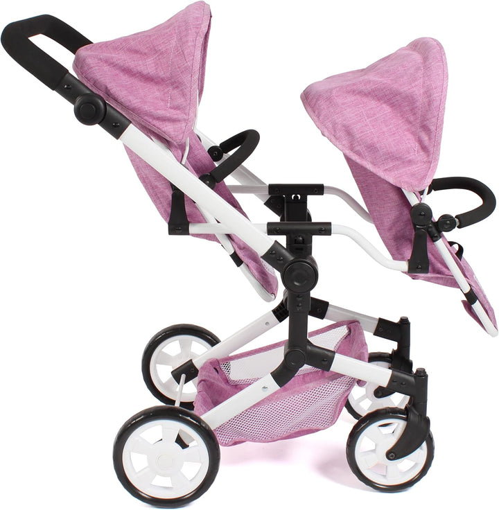 Bayer Chic 2000 - Puppenwagen Linus Duo, Zwillingspuppenwagen für Kinder von 4 bis 8 Jahren, Jeans p