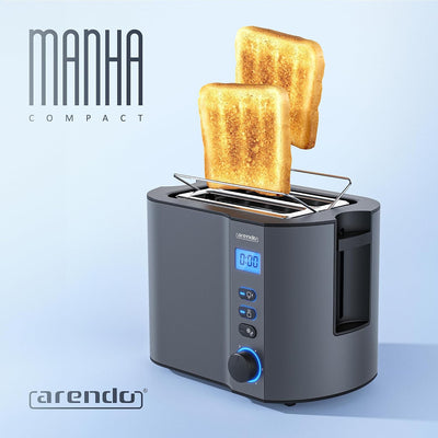 Arendo - Toaster 2 Scheiben Edelstahl mit Restzeitanzeige - 800 Watt - Doppelwandgehäuse - Integrier