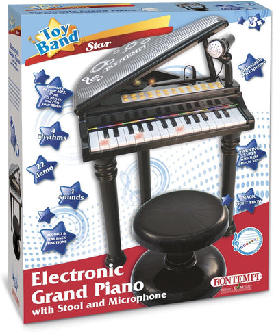 Bontempi 10 3000 3000-Elektronische Flügel mit Mikrofon, Füsse und Hocker, schwarz, 55 x 50 x 35 cm