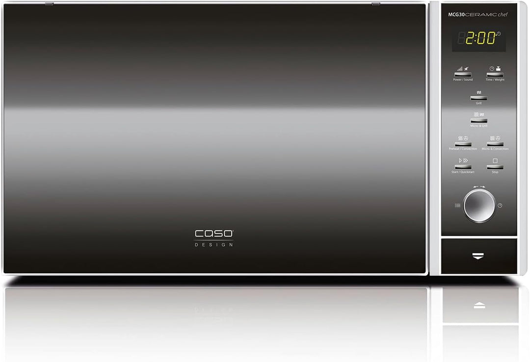 CASO | MCG30 Ceramic chef 3in1 Mikrowelle mit Grill + Heissluft 2100W |30L, Keramikboden, Grill-Rost