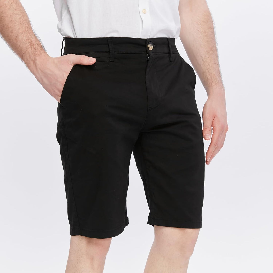 Xact Herren Premium massgeschneiderte Stretch Chino Shorts 32W Schwarz, 32W Schwarz