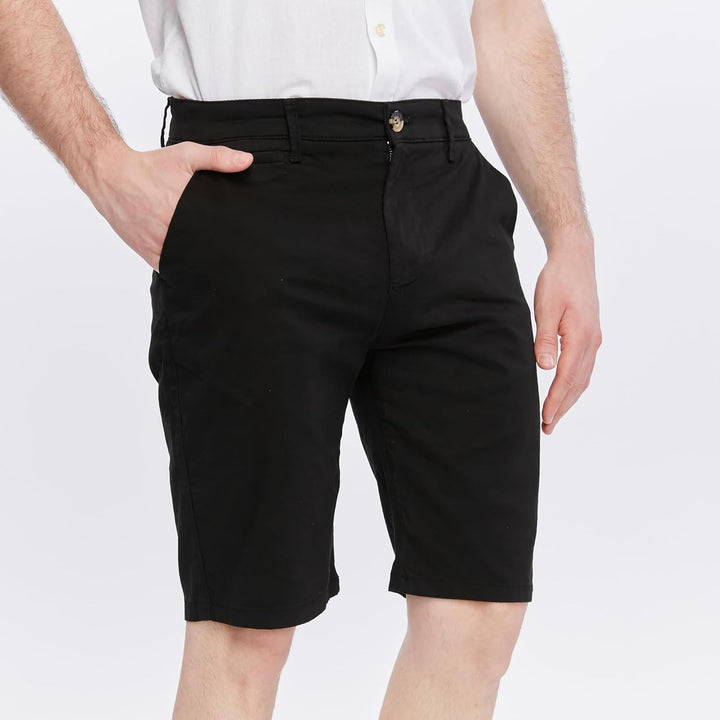 Xact Herren Premium massgeschneiderte Stretch Chino Shorts 32W Schwarz, 32W Schwarz