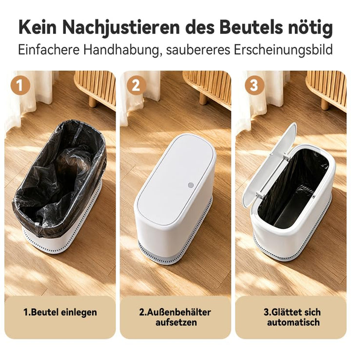 MOPUP Kleiner Badezimmer-Mülleimer mit Deckel, schlankes 3-Gallonen-Design, ausklappbarer Deckel und