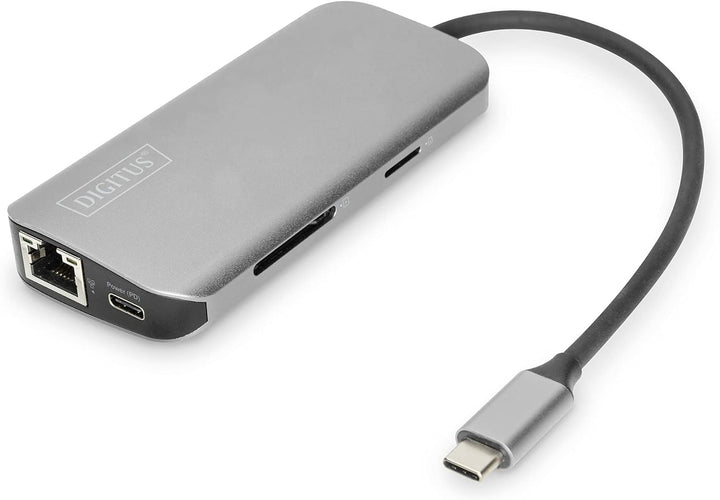 DIGITUS USB-C Docking-Station - 8-Port - Dual-Display-Funktion - 2x HDMI - Gbit LAN - 2 Card-Reader