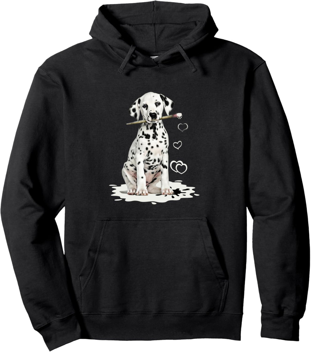 Lustiger Dalmatiner Welpe mit Herz Pullover Hoodie