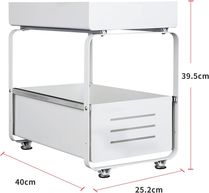 HUOLE 2 Etagen Unter Waschbecken Regal, Küchenschrank Organizer aus Metall, Spülschrank Putzmittel O