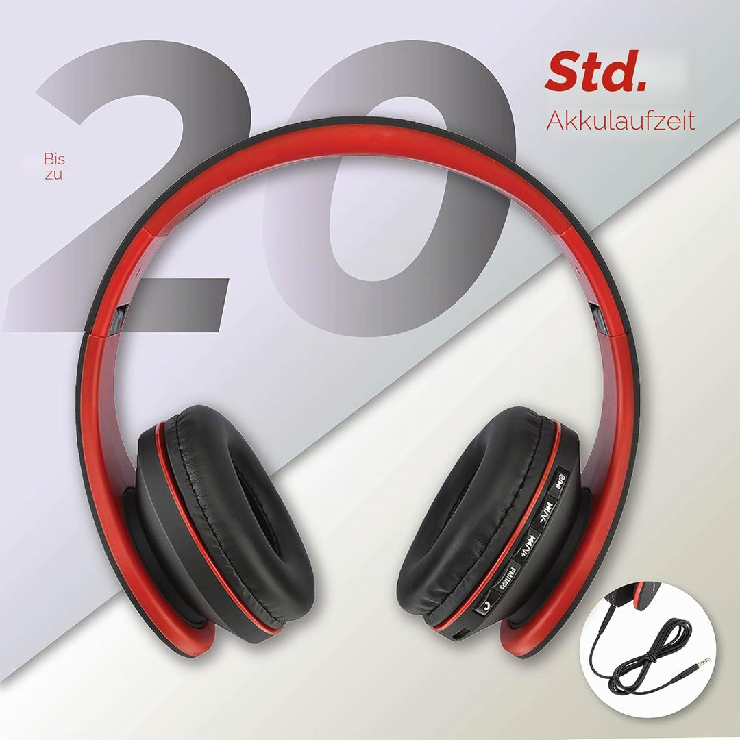 PowerLocus Bluetooth Kopfhörer Over Ear, Kabellose Kopfhörer, HiFi Stereo, Faltbare Kopfhörer mit Mi