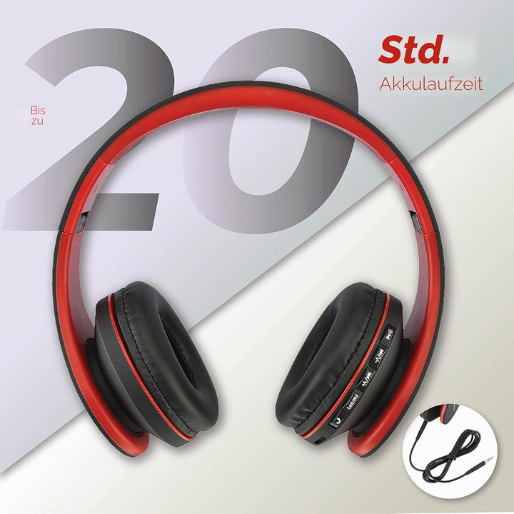 PowerLocus Bluetooth Kopfhörer Over Ear, Kabellose Kopfhörer, HiFi Stereo, Faltbare Kopfhörer mit Mi
