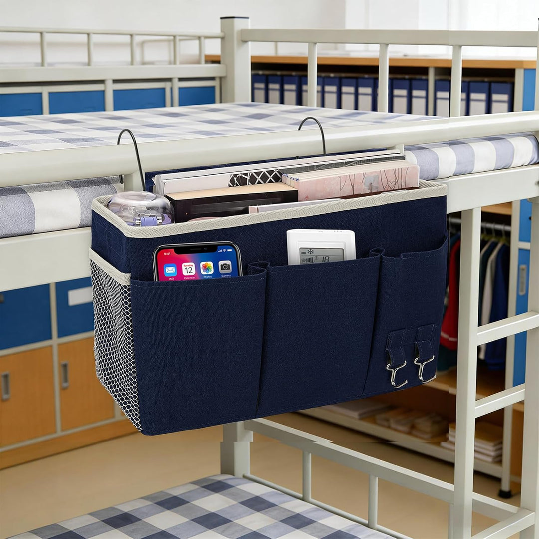 2er Set Bett Organizer zum Einhängen mit Bodenplatte – Hängeorganizer für Bett &amp; Hochbett, Hängeaufb