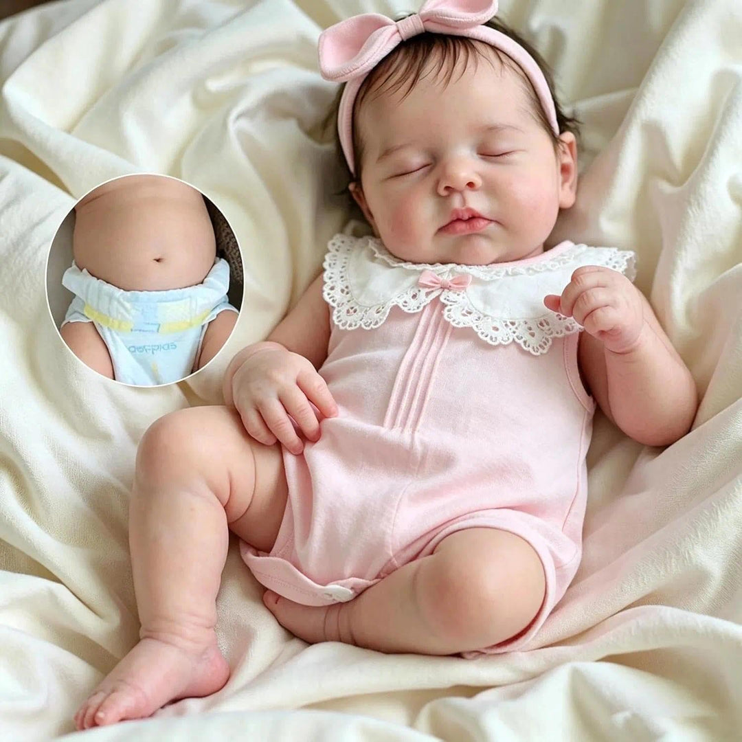 Zero pam Reborn Baby Vollsilikon Lebensecht Mädchen, 50CM Reborn Baby Mädchen, Silikon Puppe Mit Haa