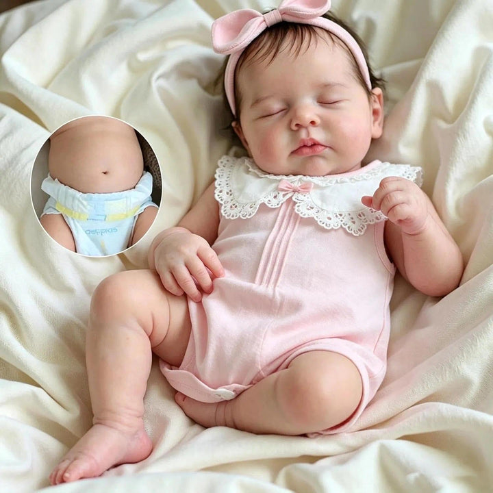 Zero pam Reborn Baby Vollsilikon Lebensecht Mädchen, 50CM Reborn Baby Mädchen, Silikon Puppe Mit Haa