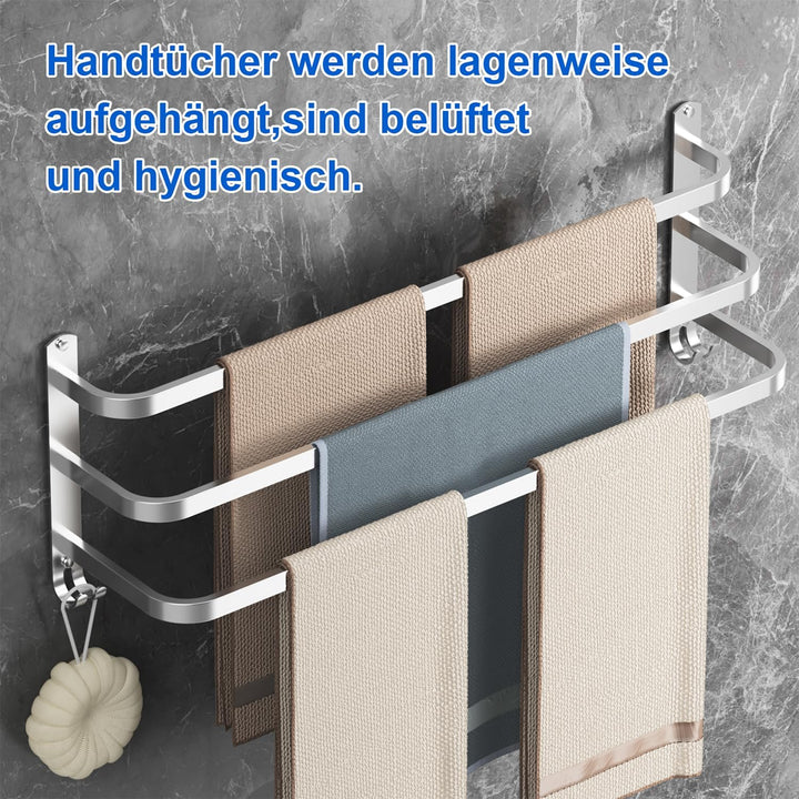 80CM Handtuchhalter Ohne Bohren, Handtuchhalter Silber, Handtuchhalter Bad, Handtuchhalter Wand Bade