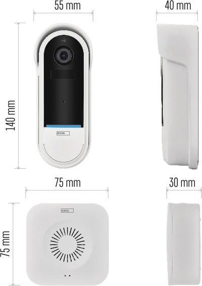 EMOS GoSmart Video-Türklingel IP-15S DC mit WiFi und App, kabellose Smart Home Videoklingel mit 1080