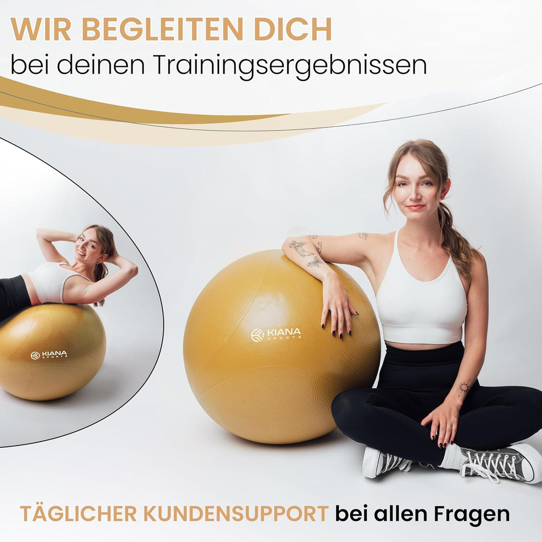 KIANA SPORTS® Gymnastikball &amp; Sitzball - 4 Grössen - Deutsche Entwicklung - Rutschfester Yoga Ball m