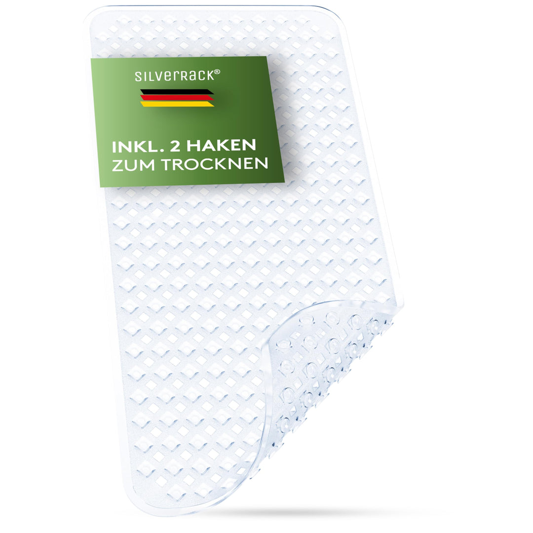SilverRack Badewannenmatte 88x40 cm (Transparent RAUTEN) - Antirutschmatte Badewanne BPA frei für Ki