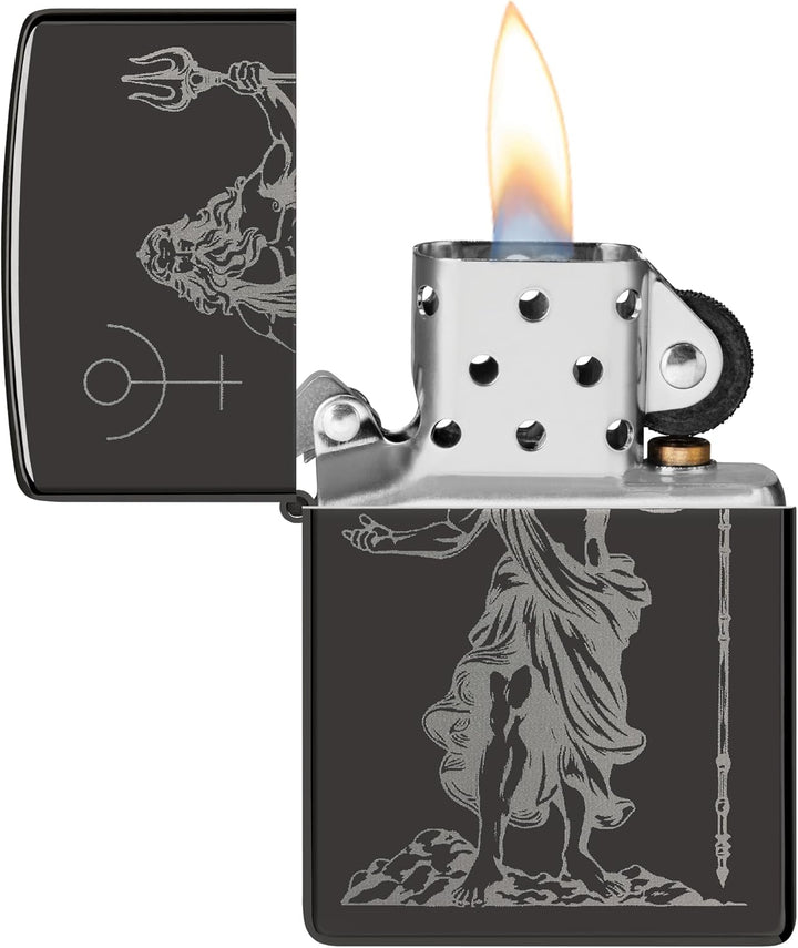 Zippo Sturmfeuerzeug - God Pluto, High Polish Black, Photo Image - Nachfüllbar - Wiederverwendbar -