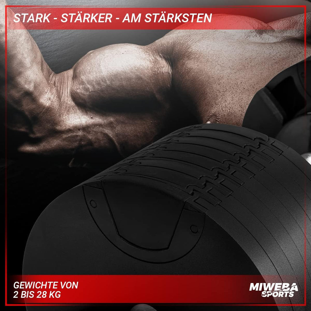 Miweba Sports Hantel VH200 | 𝐏𝐫𝐨𝐟𝐢 Hanteln - Kurzhantel Gewichte 2-28 kg - Kurzhantel Set - Verstell