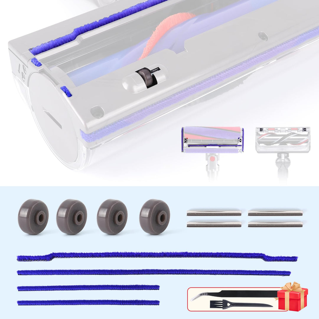 Weiche Plüschstreifen + Achsen + Rad Rollen Ersatz für Dyson V6 V7 V8 V10 V11 DC62 Staubsauger Ersat