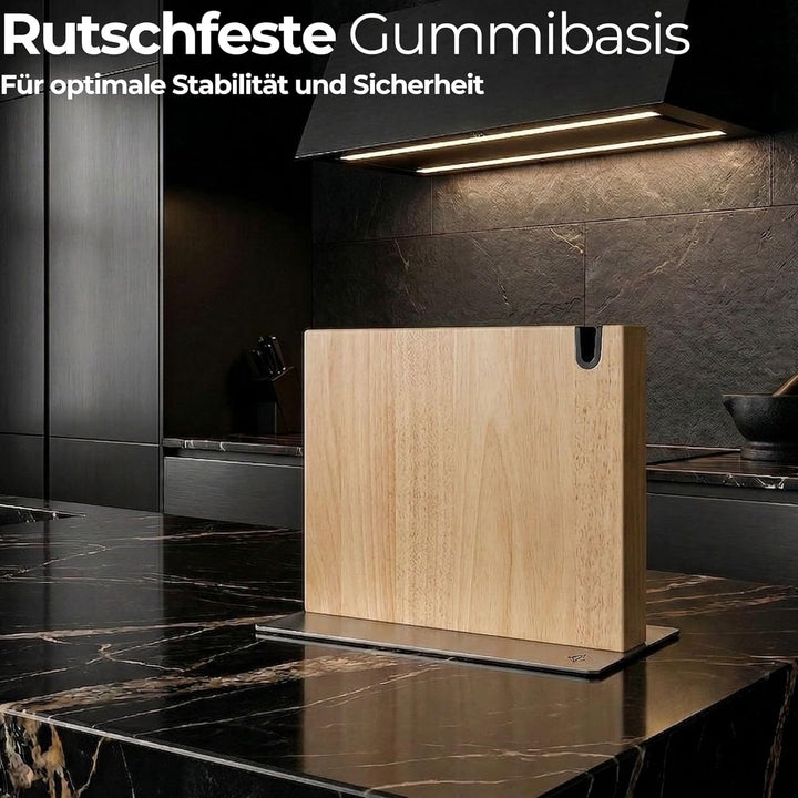 Magnetischer messerblock XL aus Holz mit Messerschärfer. Universal Messerhalter magnetisch ohne Mess