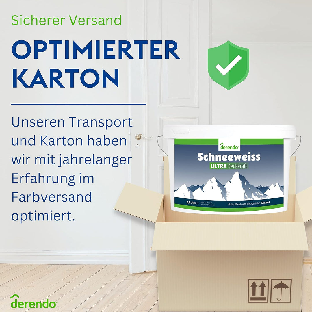 derendo Schneeweiss ultra wandfarbe weiss höchste deckkraft 2.5l weisse wandfarbe ausbessern wand st