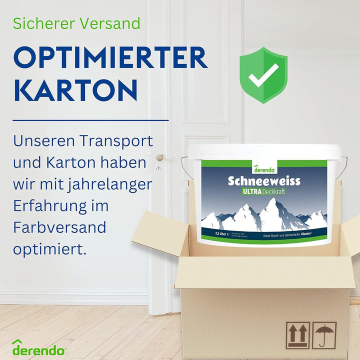 derendo Schneeweiss ultra wandfarbe weiss höchste deckkraft 2.5l weisse wandfarbe ausbessern wand st