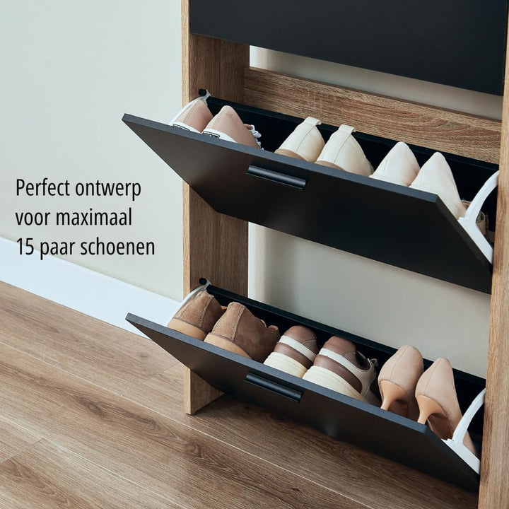 CASABEL Schuhschrank für 15 Paar – grosse Kapazität für den Eingangsbereich – L 60 x B 17 x H 180 cm