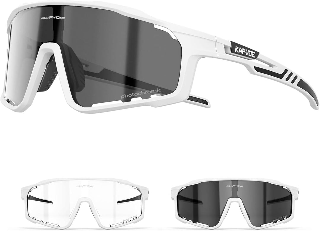 KAPVOE Photochromatische Fahrradbrille MTB Brille Selbsttönend Klar Radbrille Rennrad Sportbrille So