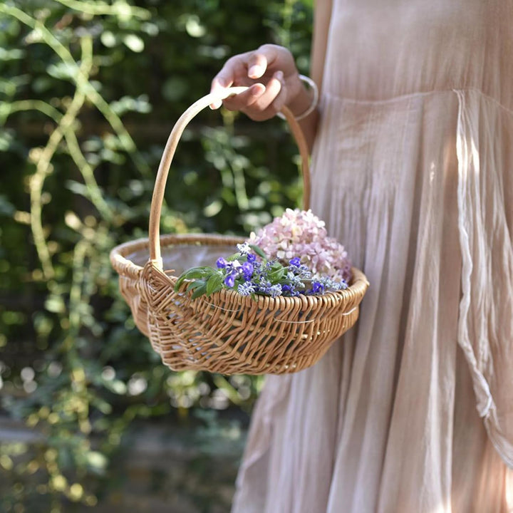 Picknickkorb aus Weide mit Griff, leer, für Blumen | grosser Behälter für Versammlungen, Schulverans