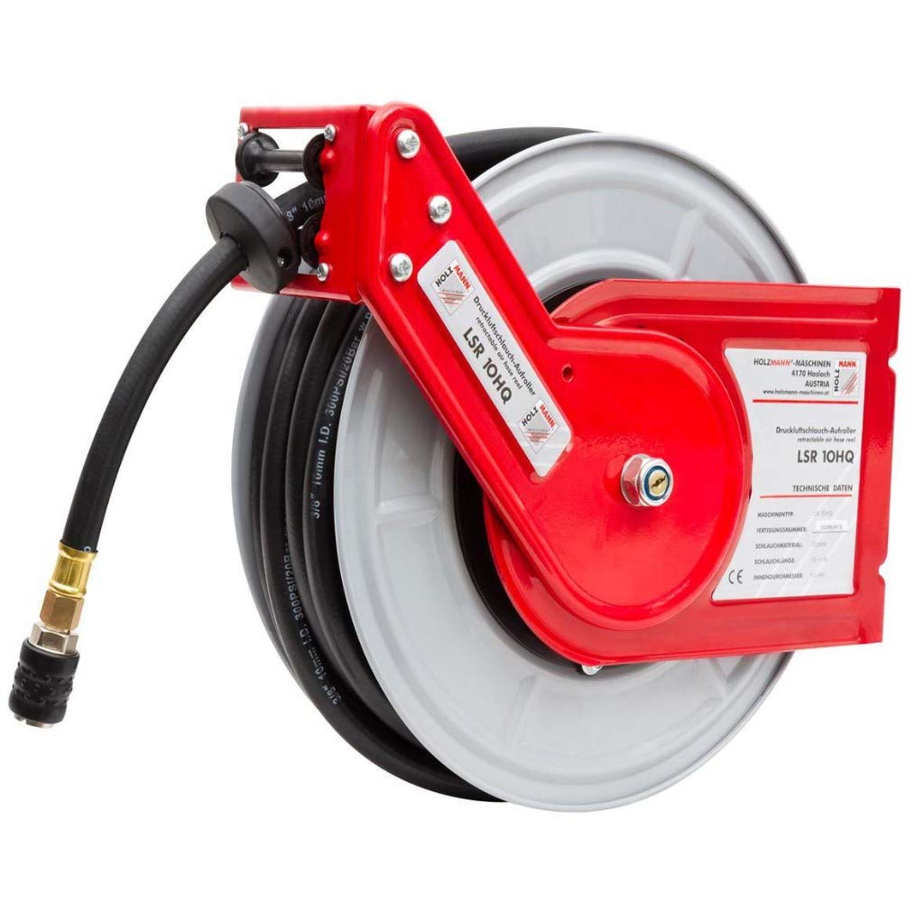 Holzmann Maschinen LSR10HQ Druckluft-Schlauchaufroller 10 m 10 bar Wandbefestigung, Deckenbefestigun
