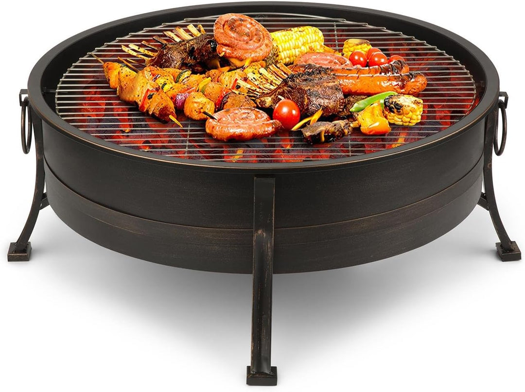 Blumfeldt 2-in-1 Feuerschale - Feuerschale für den Garten mit Edelstahl-Grillrost, Feuerschalen Fire