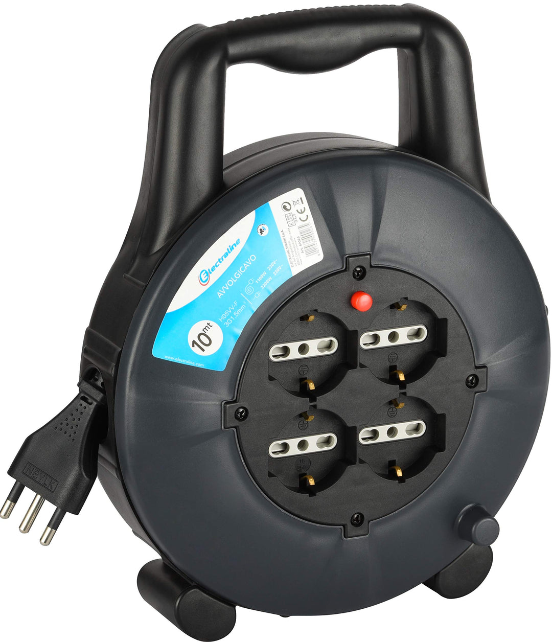 Electraline 49026 Kabeltrommel, 4 Universalsteckdosen, Kabellänge: 10 m, Kabelquerschnitt: 3 x 1,5 m