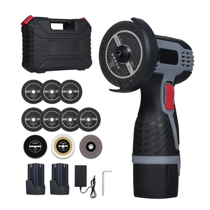 Weytoll Mini Winkelschleifer Akku mit 2 Batterien, 16,8V 1500mAh, 17000RPM mit 10 76-mm-Schneidkling