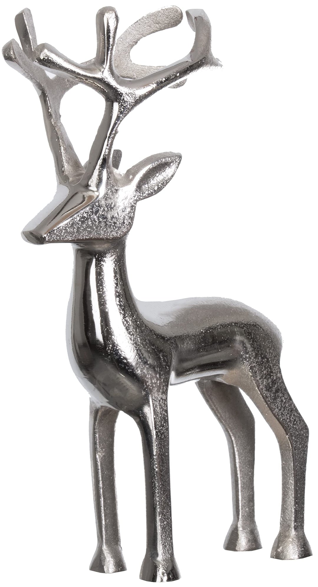 Brandsseller Dekofigur Rentier Weihnachtsdeko Deko Hirsch Aluminium Silber 26,5 cm hoch ca. 26,5 cm