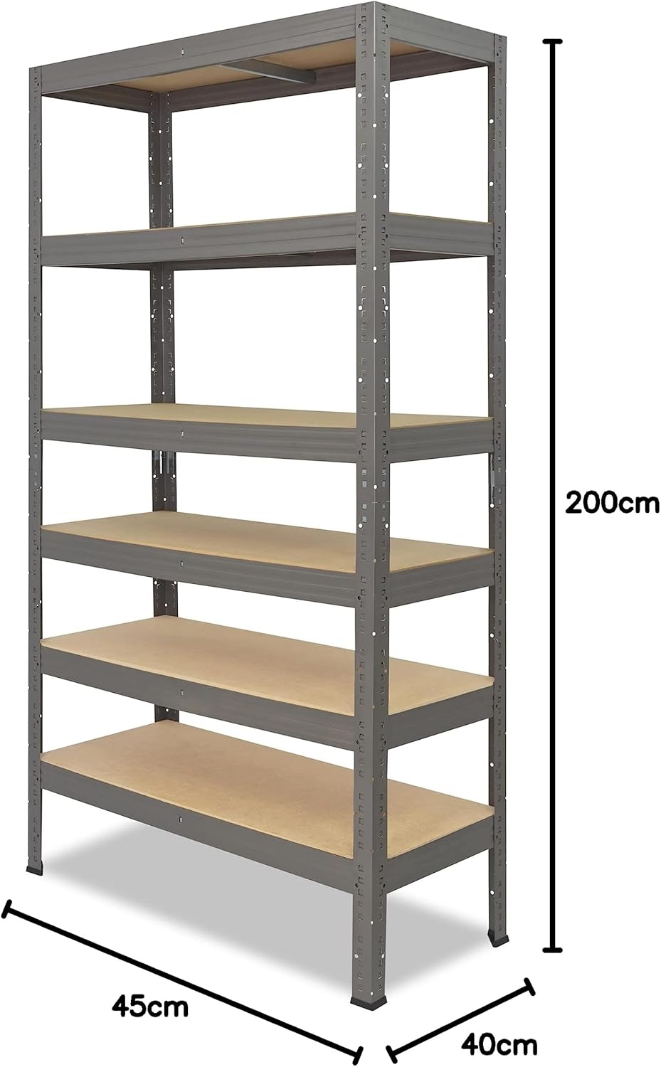 shelfplaza® 200x45x40cm Profi Schwerlastregal grau/Metallregal mit 6 Böden à 166kg Tragkraft/Kellerr