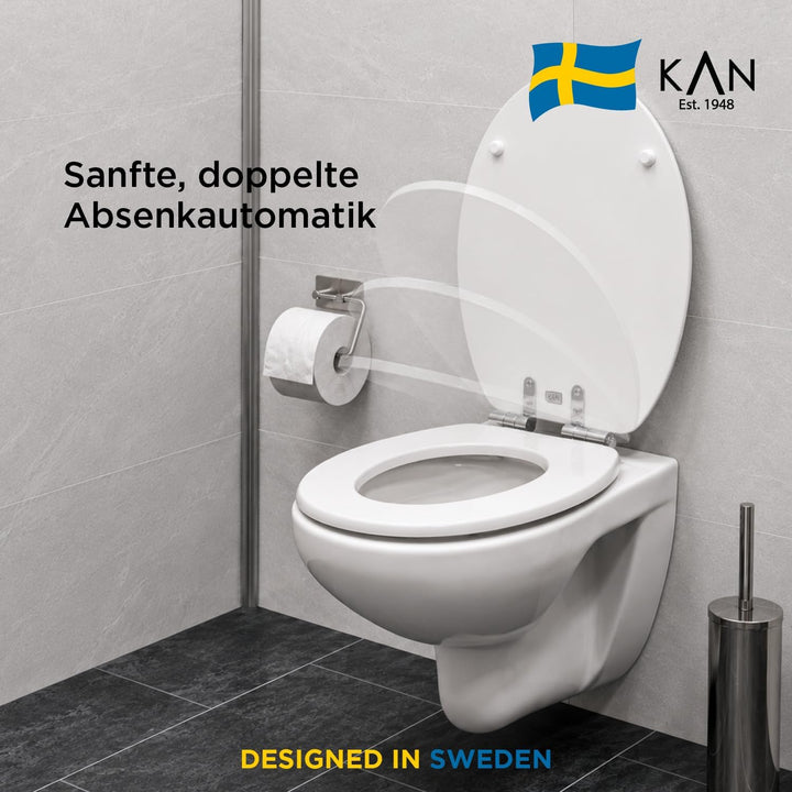 KAN Toilettendeckel mit Absenkautomatik - Universelle Passform -Klobrille ovale Form- Malmö - Befest