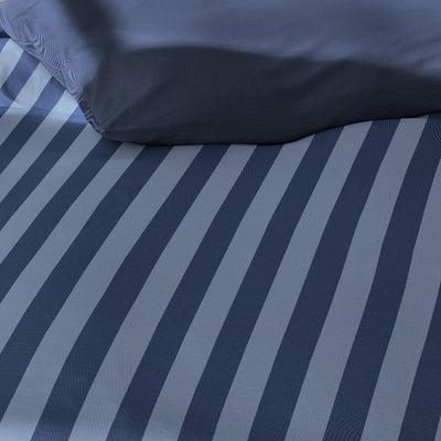 fleuresse Wendebettwäsche Flanell buntgewebt dunkelblau-weiss Grösse 135x200 cm (80x80 cm)