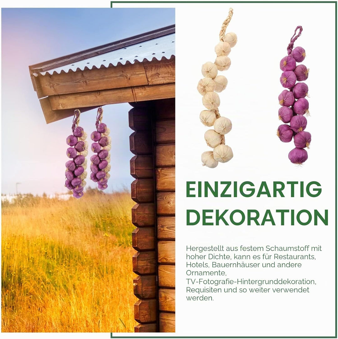 FOMIYES 2 Stücke Künstliche Knoblauch String Lebensechte Gef?lschte Knoblauch H?ngen Girlande Dekora