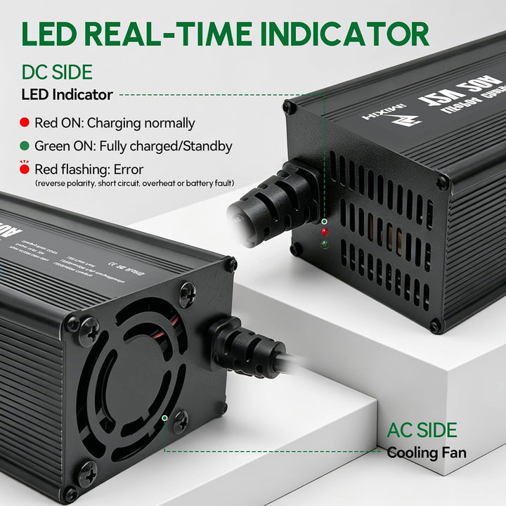 12V 20A LiFePO4-Ladegerät, 14,6V Lithium-Eisen-Phosphat-Ladegerät, Aluminiumgehäuse mit 50A Anderson