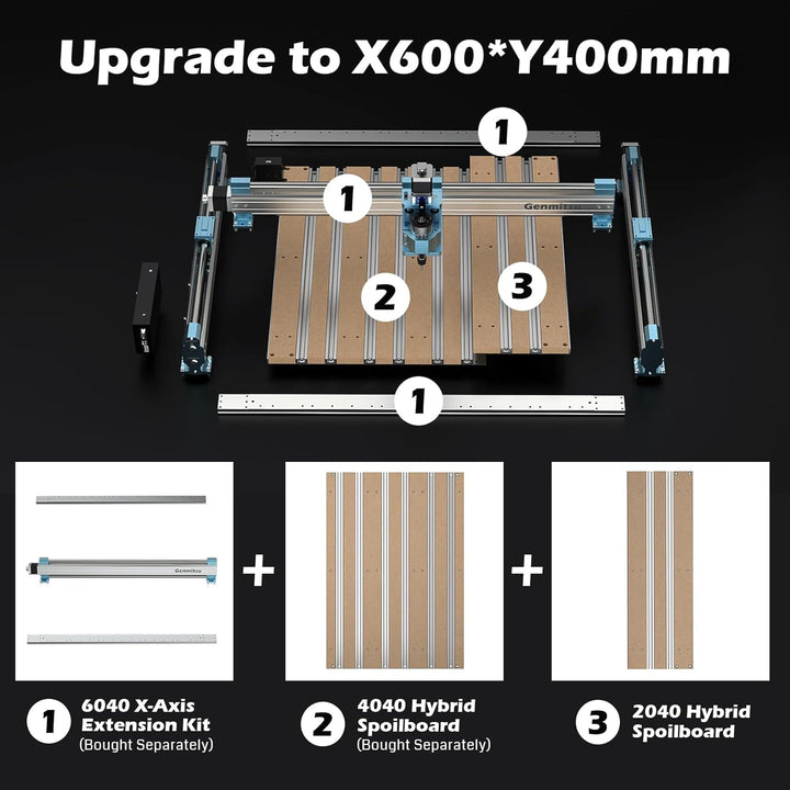Genmitsu 4040-PRO X-Achsen-Erweiterungskit, 4040 Upgrade auf 6040, CNC-Zubehör für 4040-PRO CNC-Fräs