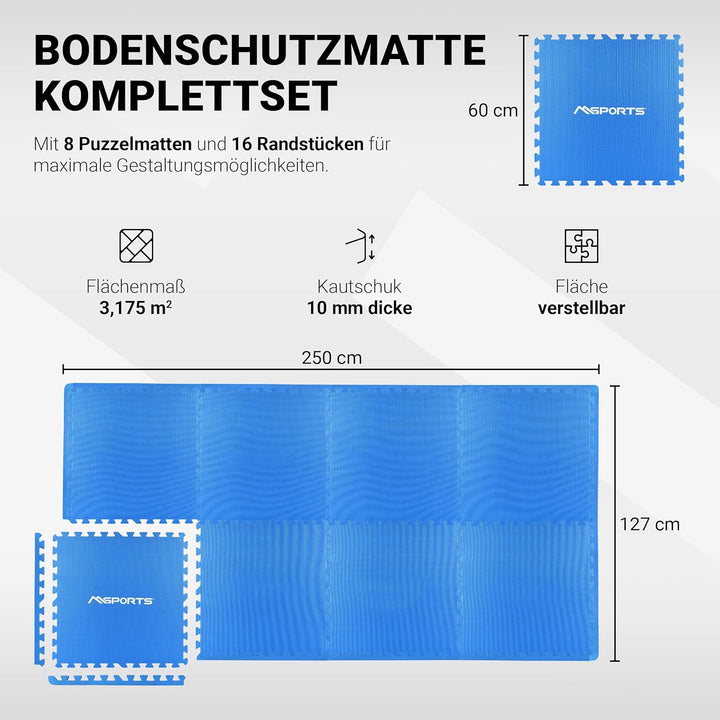 MSPORTS Bodenschutzmatten Set Premium - 8 Schutzmatten in verschiedenen Farben 3,175m² | Bodenschutz