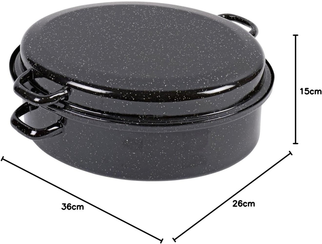 Kochstar K32711034 Delbier Emaille Roaster, E-Mail, 34 cm, Stahl emailliert, Schwarz