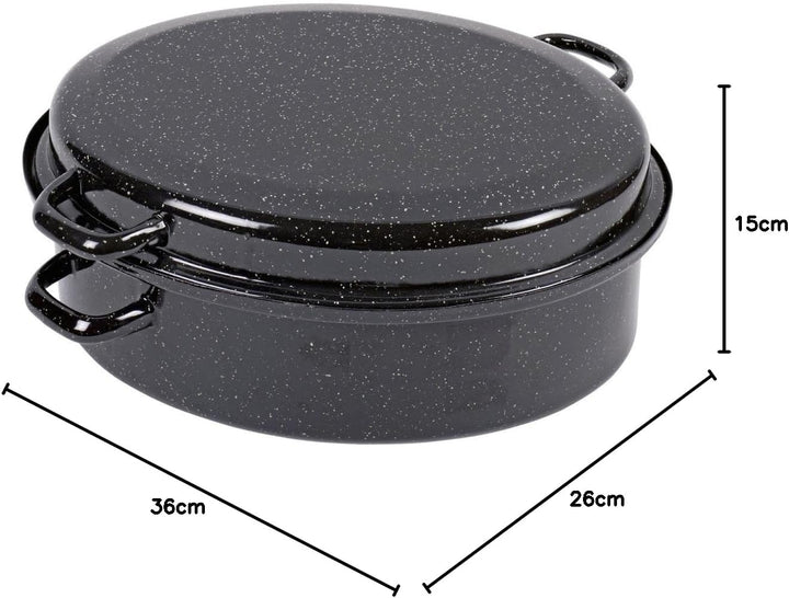 Kochstar K32711034 Delbier Emaille Roaster, E-Mail, 34 cm, Stahl emailliert, Schwarz