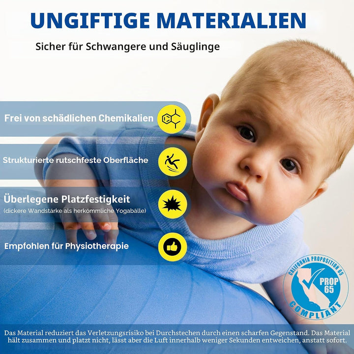 ProBody Pilates Ball, Gymnastikball, Yogaball, Stabilitätsballstuhl, mehrere Grössen, Geburtsball in