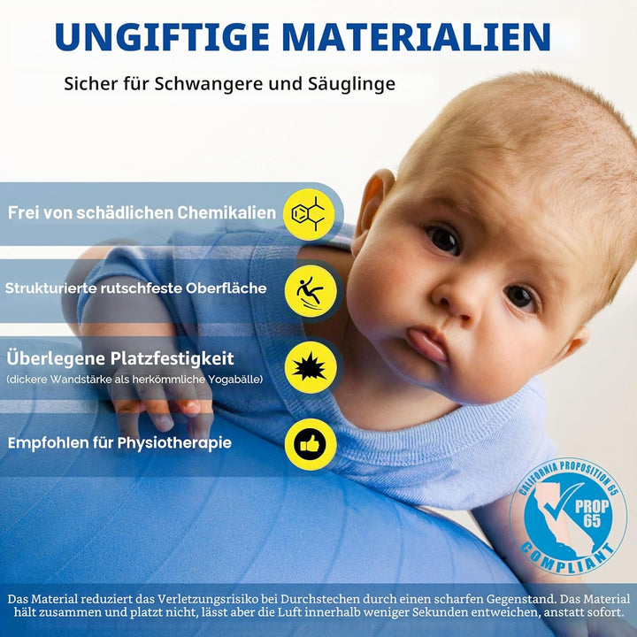 ProBody Pilates Ball, Gymnastikball, Yogaball, Stabilitätsballstuhl, mehrere Grössen, Geburtsball in